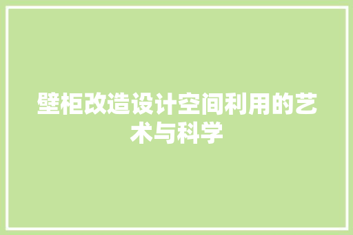壁柜改造设计空间利用的艺术与科学