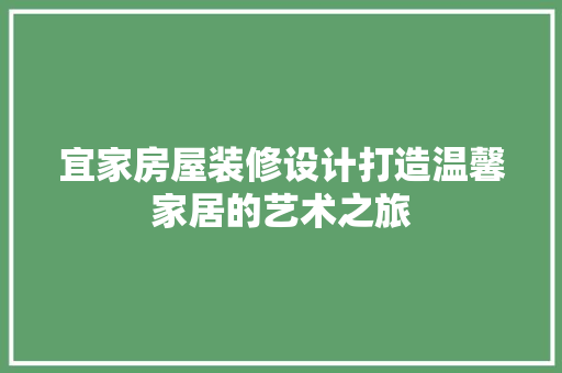 宜家房屋装修设计打造温馨家居的艺术之旅
