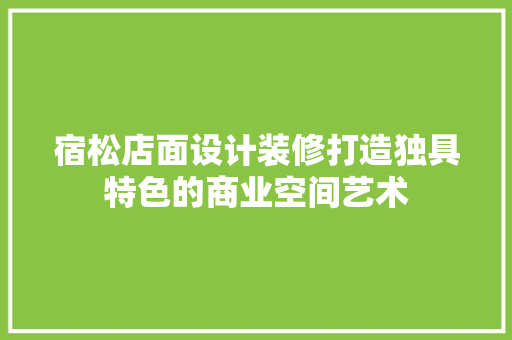 宿松店面设计装修打造独具特色的商业空间艺术