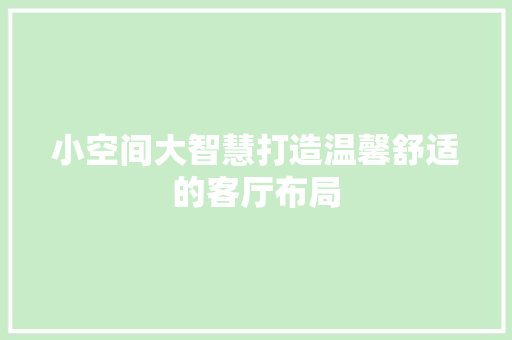 小空间大智慧打造温馨舒适的客厅布局