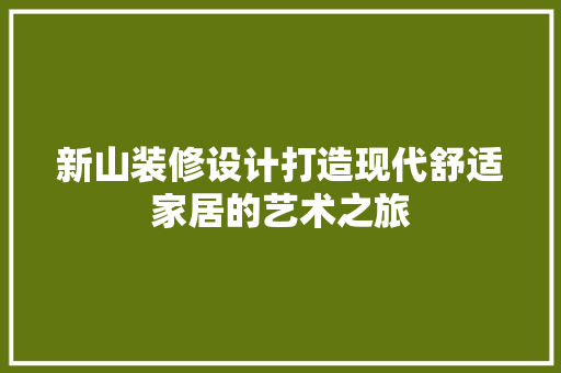 新山装修设计打造现代舒适家居的艺术之旅