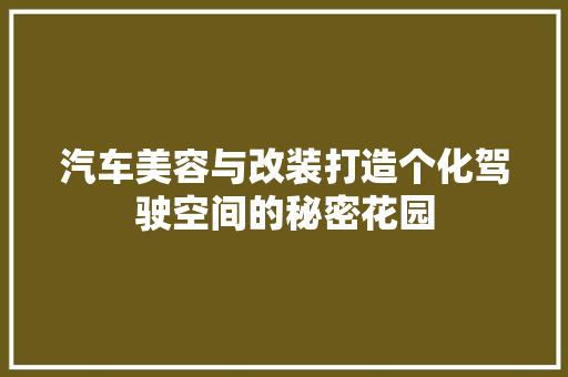 汽车美容与改装打造个化驾驶空间的秘密花园