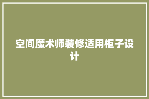 空间魔术师装修适用柜子设计