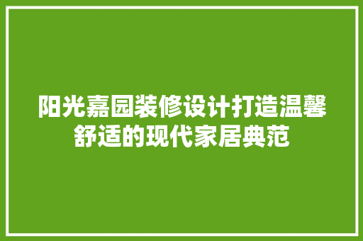 阳光嘉园装修设计打造温馨舒适的现代家居典范 施工技术