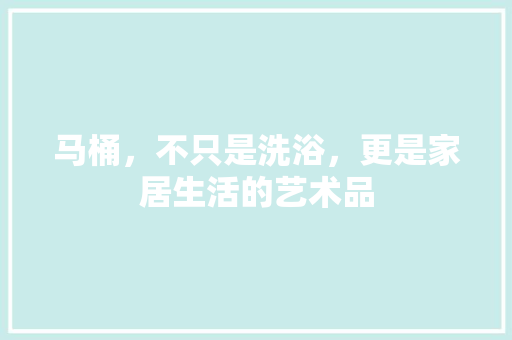 马桶，不只是洗浴，更是家居生活的艺术品