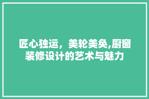 匠心独运，美轮美奂,厨窗装修设计的艺术与魅力