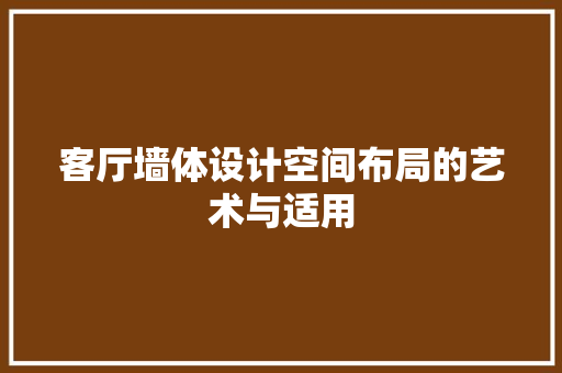 客厅墙体设计空间布局的艺术与适用