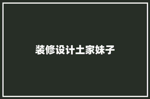 装修设计土家妹子 常用设备