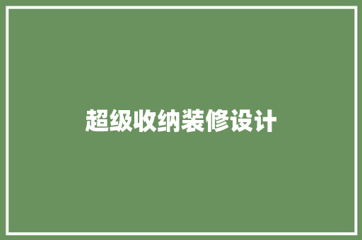 超级收纳装修设计