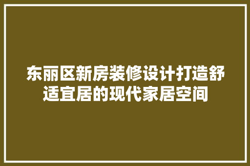 东丽区新房装修设计打造舒适宜居的现代家居空间