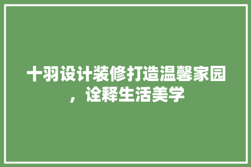 十羽设计装修打造温馨家园，诠释生活美学