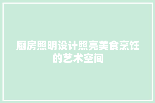 厨房照明设计照亮美食烹饪的艺术空间 材料设备