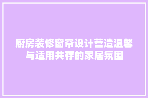 厨房装修窗帘设计营造温馨与适用共存的家居氛围