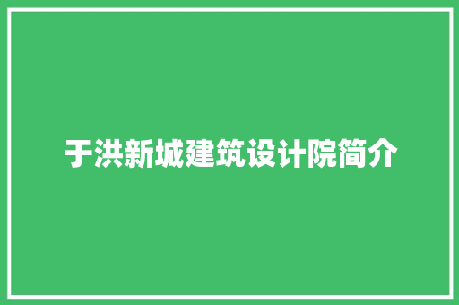 于洪新城建筑设计院简介