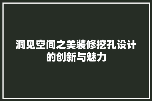 洞见空间之美装修挖孔设计的创新与魅力