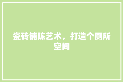 瓷砖铺陈艺术，打造个厕所空间
