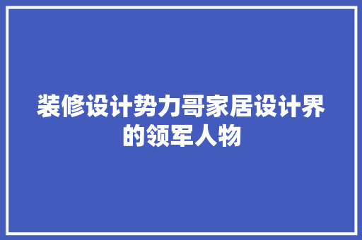 装修设计势力哥家居设计界的领军人物