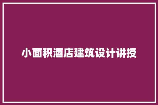 小面积酒店建筑设计讲授 施工工艺 小面积酒店建筑设计讲授 施工工艺